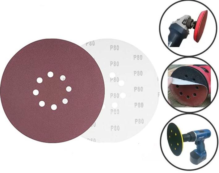 Imagem de Kit 10 Discos de Lixas Para Lixadeiras Grão 80 225mm Vonder 8526