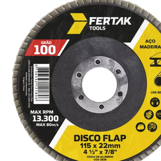 Imagem de Kit 10 Discos Flap 4.1/2" 115mm Grãos Polimento Acabamento Uniforme Fertak