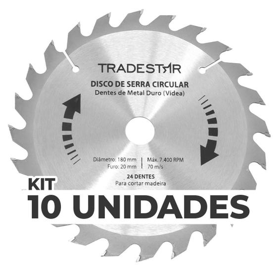 Imagem de Kit 10 Discos Serra Circular 24D 180x20mm Makita