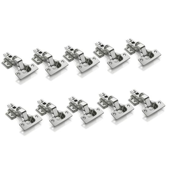 Imagem de Kit 10 Dobradiça Armário Cozinha Guarda Roupas 35mm Curva