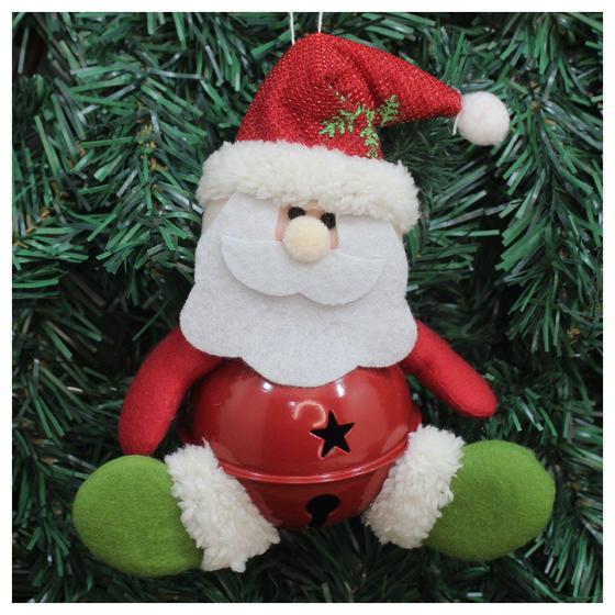 Imagem de Kit 10 Enfeite Pendente Para Árvore De Natal Papai Noel Com Guizo 15cm