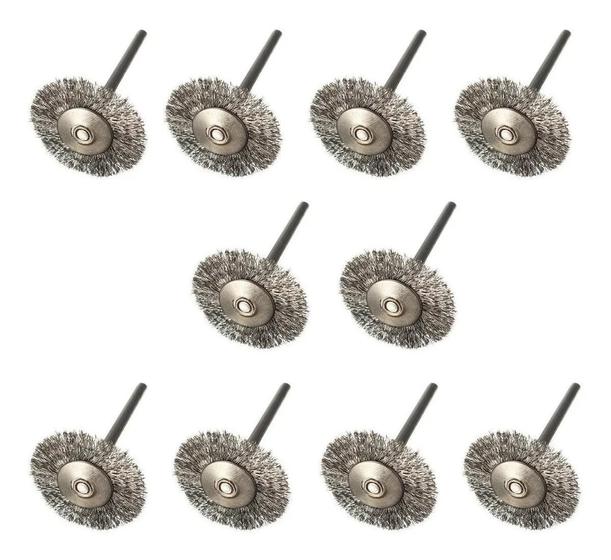 Imagem de Kit 10 Escovas De Aço Circular Disco Micro Retifica Dremel