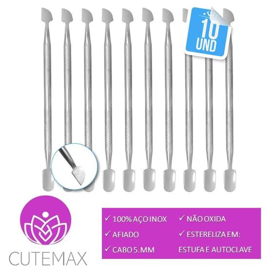 Kit 10 Espátula Dupla Empurrador Inox Profissional Manicure Menor preço em Kit 10 Espátula Dupla Empurrador Inox Profissional Manicure