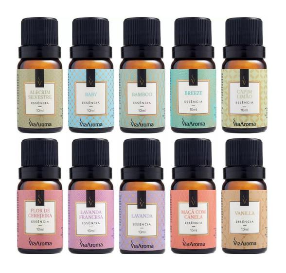 Kit 10 Essências Para Aromatizador Elétrico 10ml Via Aroma Menor preço em Kit 10 Essências Para Aromatizador Elétrico 10ml Via Aroma