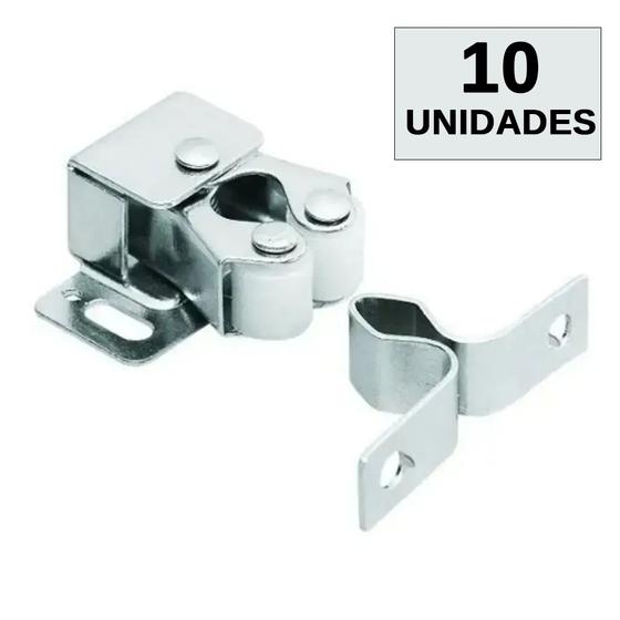 Imagem de Kit 10 Fecho Rolete Zincado Para Móveis Portas Armário