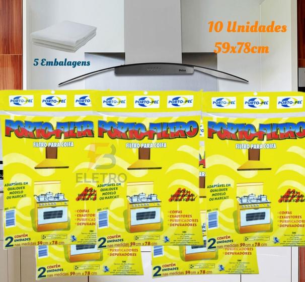 Imagem de Kit 10 Filtros Manta de 59x78cm para Coifas Exaustores e Depuradores Colormaq e Sugar