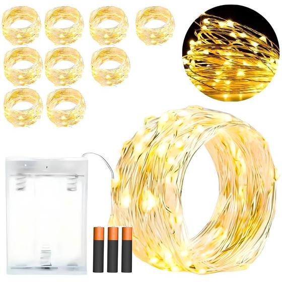 Imagem de Kit 10 Fio de Fada 3Metros Cordão Luz Branco Quente 30Leds