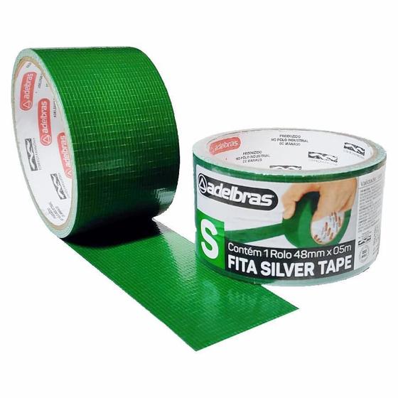Imagem de Kit 10 Fita Adesiva Silver Tape Alta Fixação 48MmX5M Verde