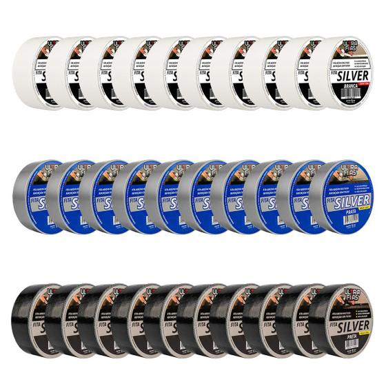 Imagem de KIT 10 - Fitas Silver Tape Ar Condicionado Multiuso Vedação 50 mm X 50 Metros  - Branca, Cinza ou Preta