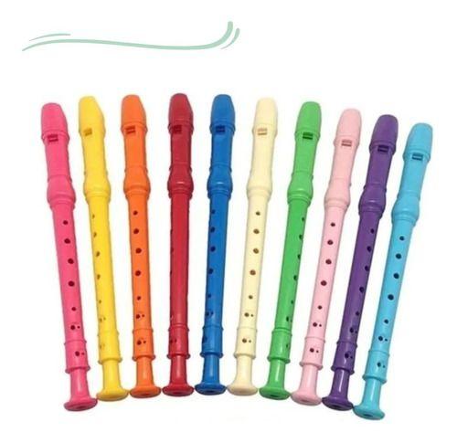 Imagem de Kit 10 Flauta Doce Infantil Brinquedo Colorido Festa