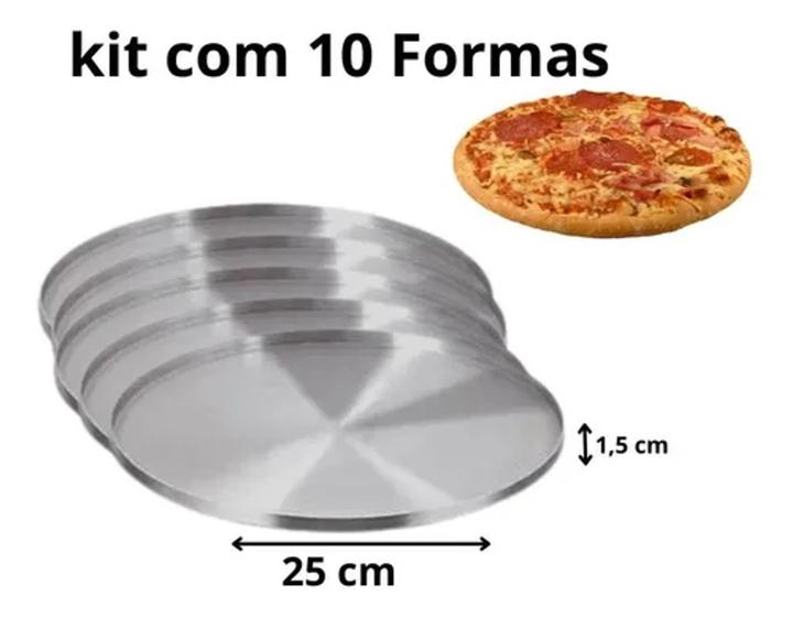 Imagem de Kit 10 Formas De Mini Pizza 25 Cm Alumínio - FORMAS PEREIRA