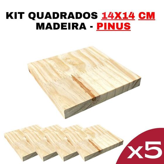 Imagem de Kit 10 Formas Quadradas Madeira Pinus 14x14x15mm