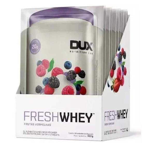 Imagem de Kit 10 Fresh Whey Dux Whey Protein 3W Sachê Frutas Vermelhas