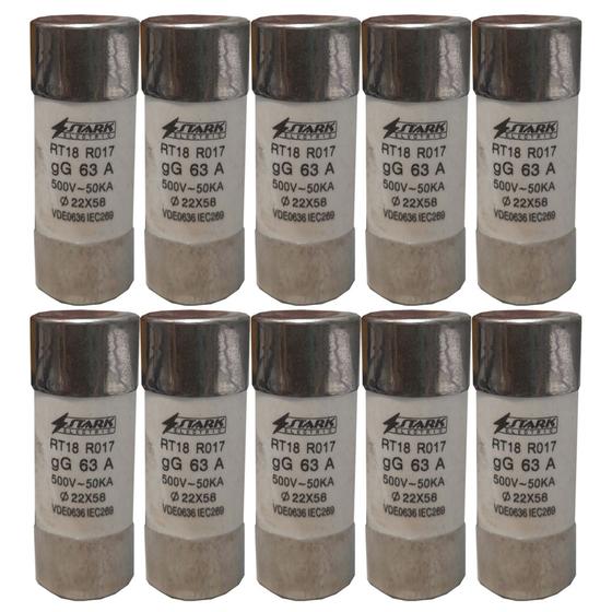 Imagem de Kit 10 fusivel cartucho rt18r017 gg63a 500v-50ka 22x58 stark