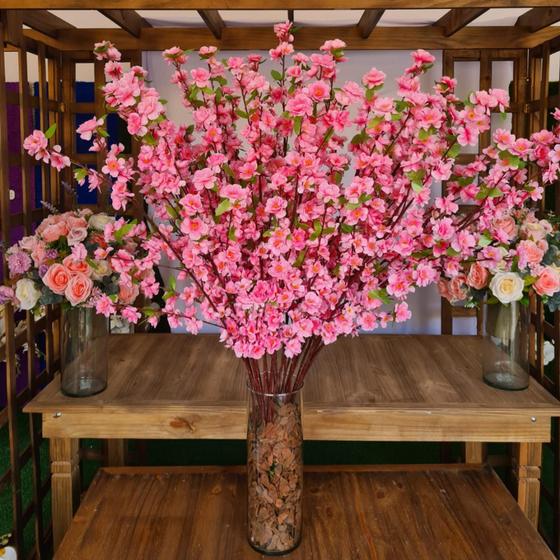 Kit 10 Galhos Flor de Cerejeira Rosa Artificial com 90cm Decorativa - Game  Gramas - Plantas Artificiais - Magazine Luiza