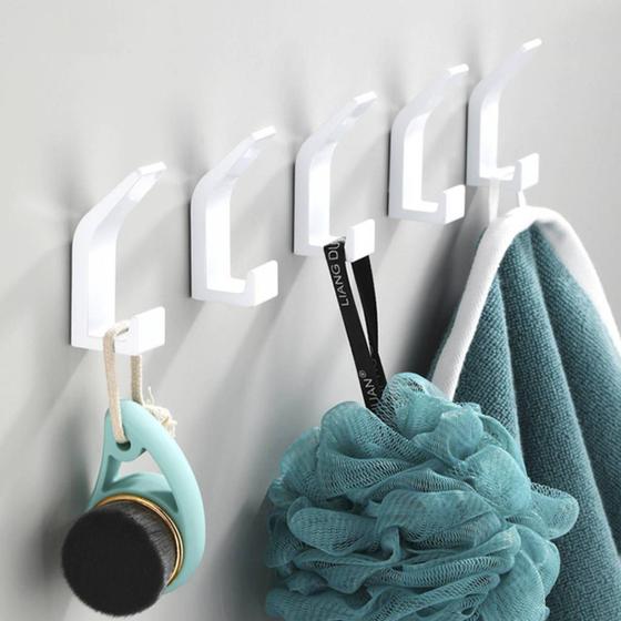 Imagem de Kit 10 Gancho De Pendurar Utensilios Branco Multiuso Cozinha Banheiro Quarto Em Acrílico