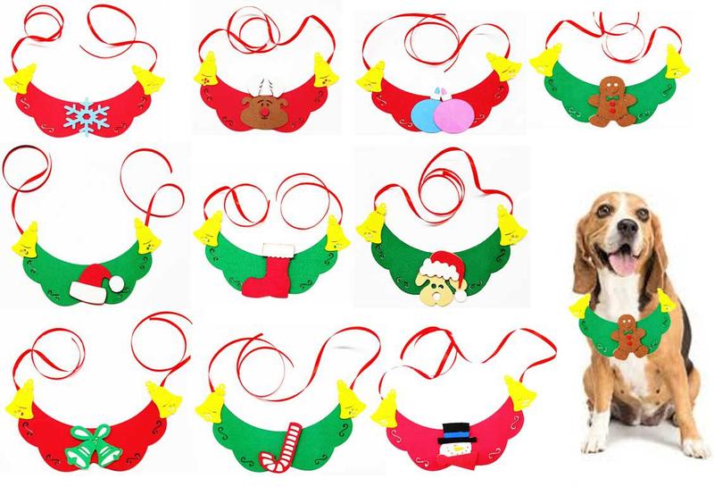 Imagem de kit 10 gargantilhas Feliz Natal Pet Cão e gato eva