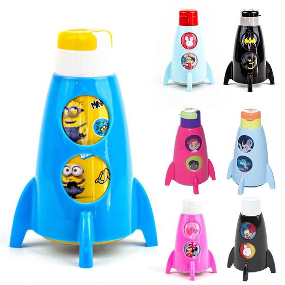 Imagem de kit 10 garrafas infantil escolar foguete variadas atacado