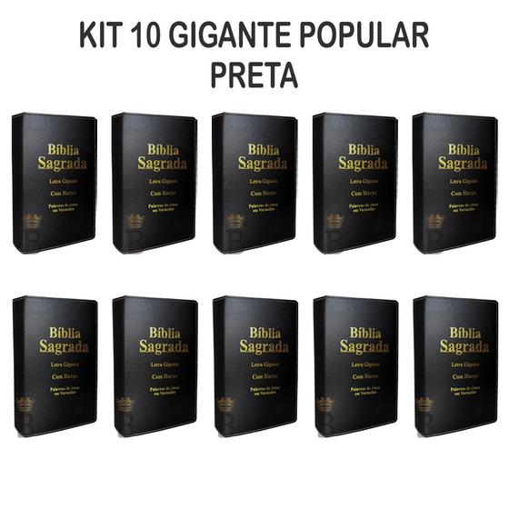 Imagem de Kit 10 Gigante Luxo Popular Preta - Com Harpa - Palavras de Jesus em Vermelho