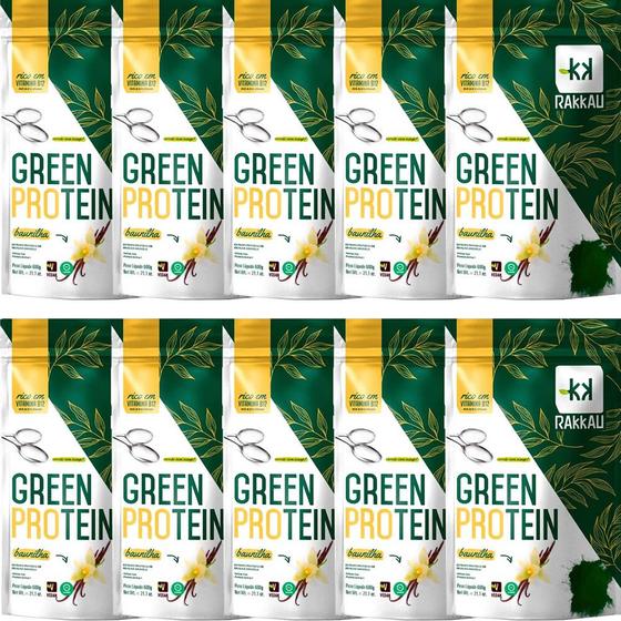 Imagem de Kit 10 Green Protein Baunilha Rakkau 600g - Vegano