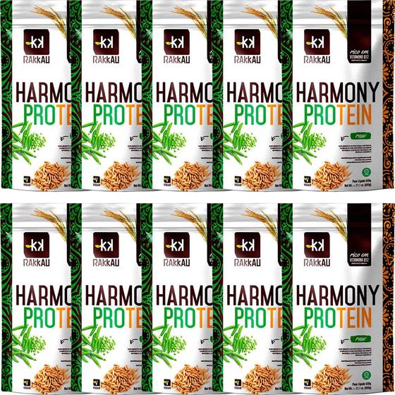 Imagem de Kit 10 Harmony Protein Natural Rakkau 600g Vegano - Proteína