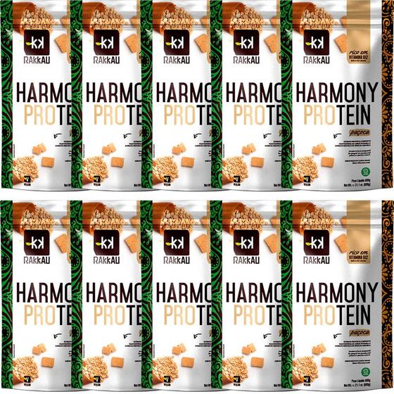 Imagem de Kit 10 Harmony Protein Paçoca Rakkau 600g Vegano - Proteína