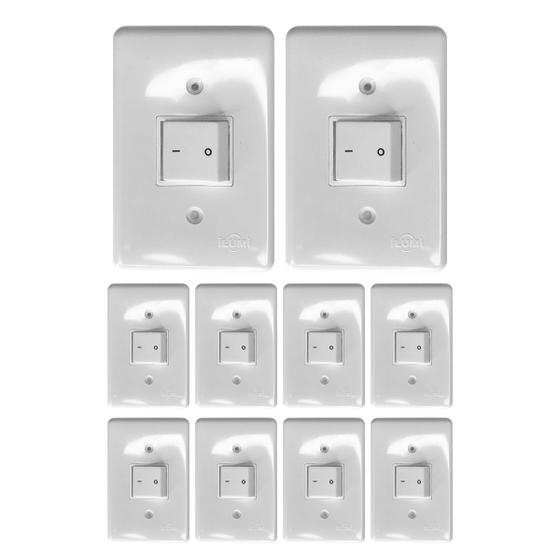 Imagem de Kit 10 Interruptor 1 Modulo Bipolar Ilumi para embutir 4x2 250v 10a