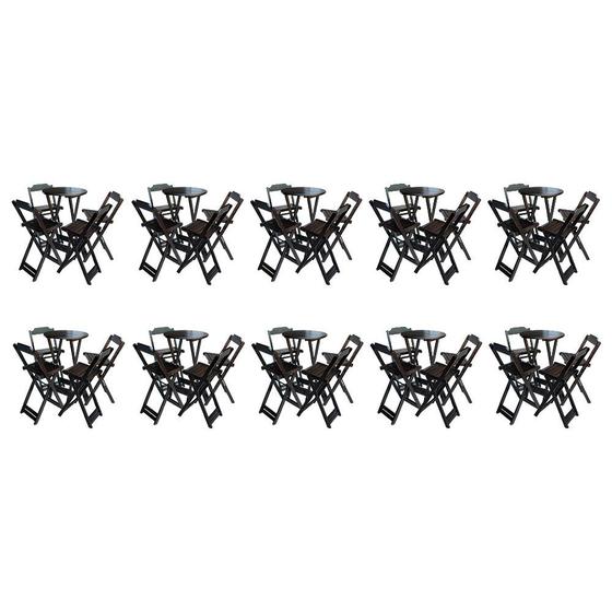 Imagem de Kit 10 Jogos de Mesa Bistrô de Madeira com 4 Cadeiras Dobravel Ideal para Bar e Restaurante Tabaco
