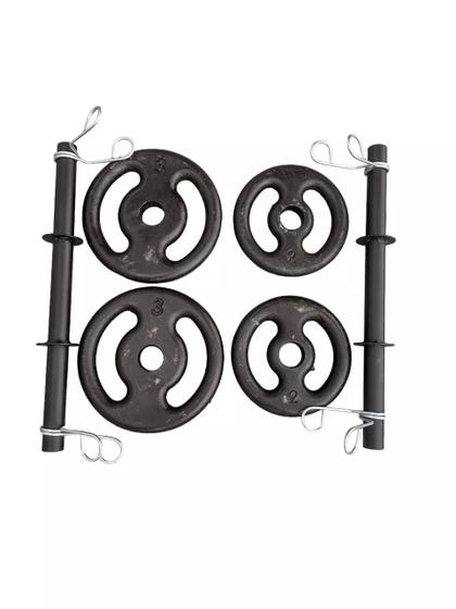 Imagem de Kit 10 kg anilhas com par de barras de 40 cm oca