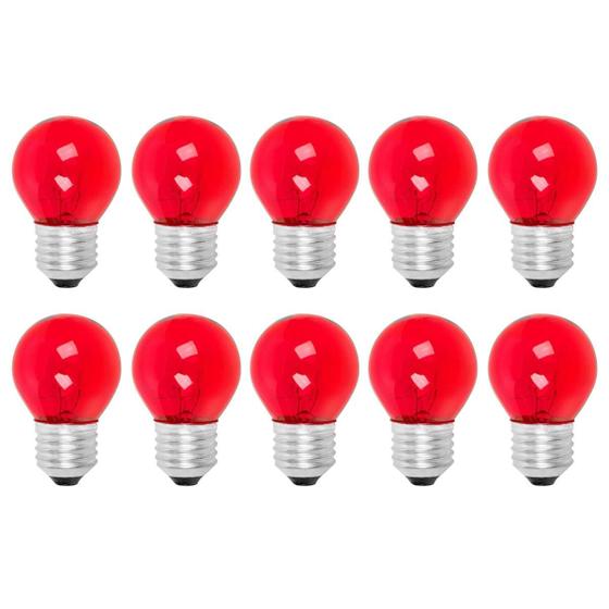 Imagem de Kit 10 Lampada Bolinha Decorativa Colorida Abajur Festa 15WX127V Mini Bulbo Lustre