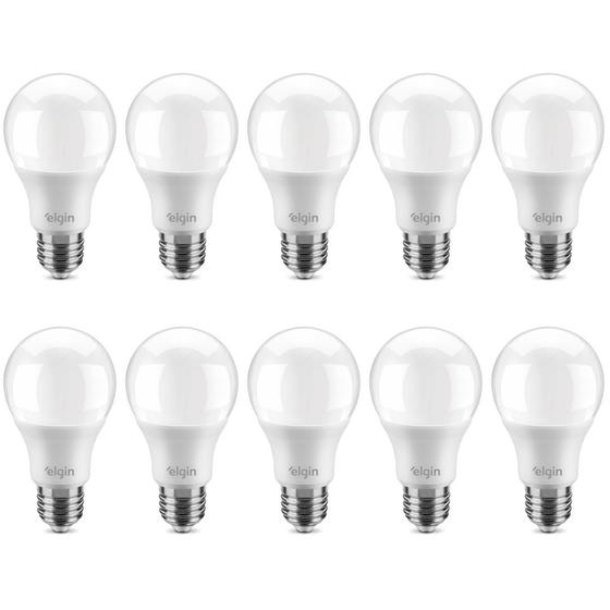 Imagem de KIT 10 Lâmpada Bulbo A 60 Led 9W Bivolt 6500K E27 ELGIN casa