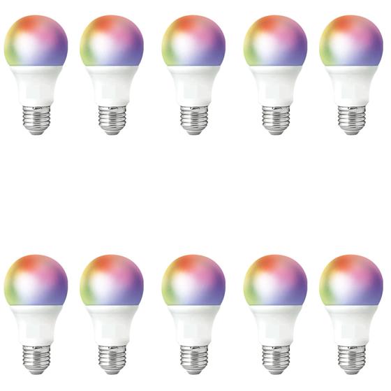 Imagem de Kit 10 Lâmpada Inteligente Formato Pera Rgb Conexão com Alexa Google Assistente 10w Avant