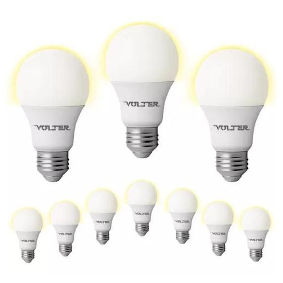 Imagem de Kit 10 Lâmpada Led 9w Volter Bulbo Comercio Casa Soquete E27 Branco Frio 6500k