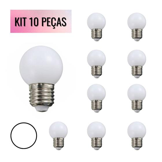 Imagem de KIT 10 Lampada LED Bolinha 1W Branco Frio 6500K 127V