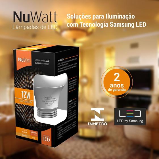 Imagem de Kit 10 Lampada Led Bulbo 12w Samsung A65 E27 Luz Amare Quente Nuwatt