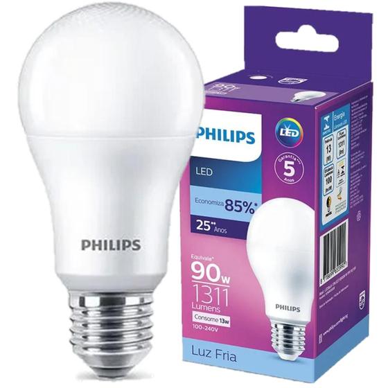 Imagem de Kit 10 Lampada Led Bulbo Philips 9w Branco Frio 6500K E27