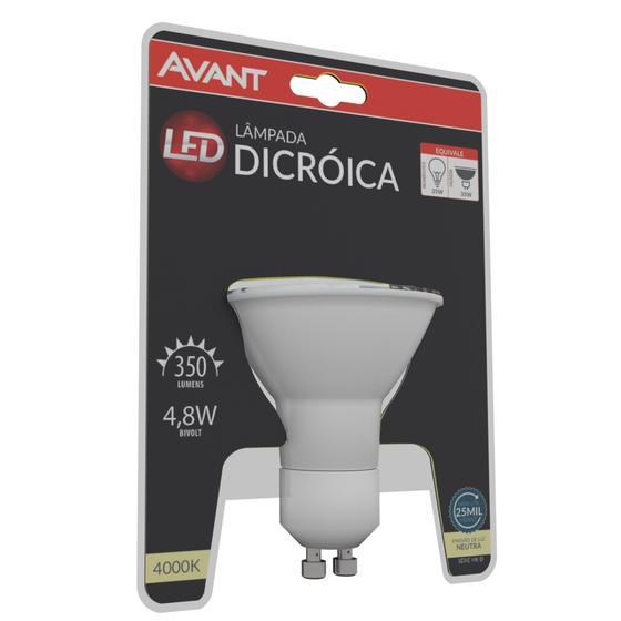 Kit 10 Lampada Led Dicroica Mr16 Gu10 4,8w Branco Neutro 4000k Menor preço em Kit 10 Lampada Led Dicroica Mr16 Gu10 4,8w Branco Neutro 4000k