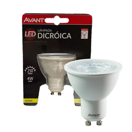 Kit 10 Lampada Led Dicroica MR16 GU10 4W Branco Neutro 4000K Menor preço em Kit 10 Lampada Led Dicroica MR16 GU10 4W Branco Neutro 4000K