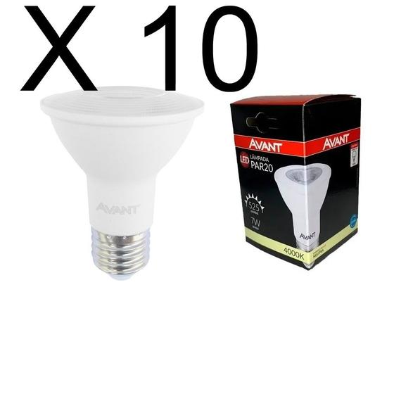 Imagem de Kit 10 LAMPADA LED PAR20 7W BRANCO NEUTRO 4000K BIVOLT E27 - AVANT