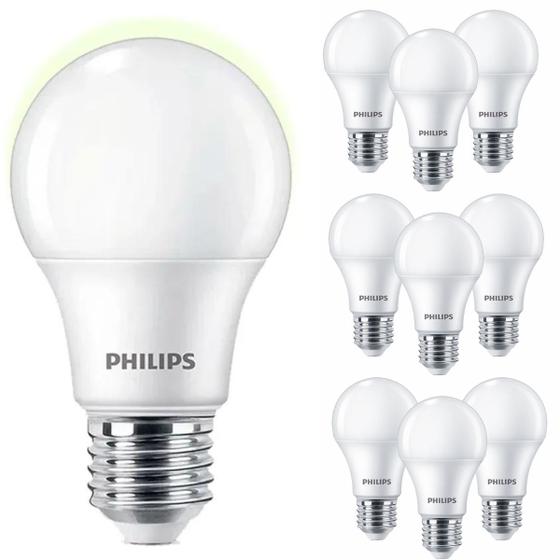 Imagem de kit 10 Lâmpada Led Philips 9w Bulbo Branco Neutro 4000K 806lm Equivale 60w Luz Neutra Residencial Bivolt