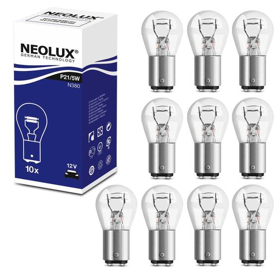 Kit 10 Lâmpada Neolux Halógena P21/5 BAY15d Standard 3200K 5W 12V Lanterna e Freio Carro Menor preço em Kit 10 Lâmpada Neolux Halógena P21/5 BAY15d Standard 3200K 5W 12V Lanterna e Freio Carro