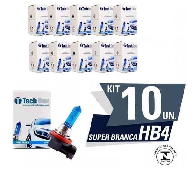 Imagem de kit 10 Lampada Super Branca HB4 9006 Tech One