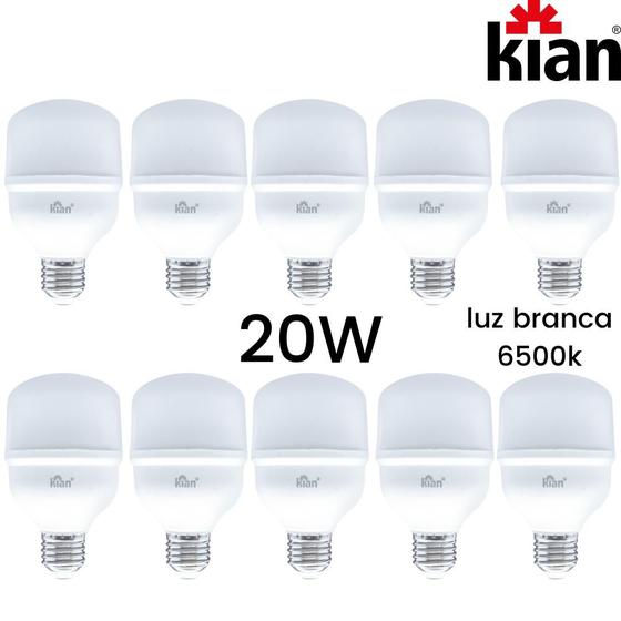 Imagem de Kit 10 Lâmpadas 20W Kian 110V/220V E27 Luz Branca Fria 6500k