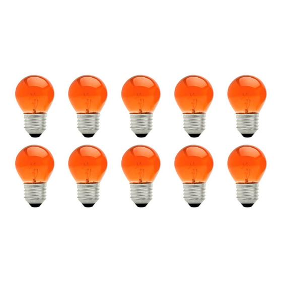 Imagem de Kit 10 lâmpadas bolinha colorida laranja 15w brasfort
