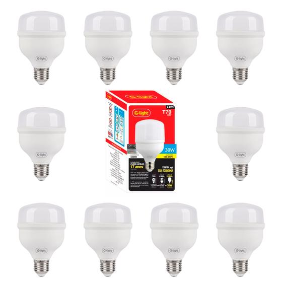 Kit 10 Lâmpadas Bulbo LED Ence T70 30W E27 6500K - G-light Menor preço em Kit 10 Lâmpadas Bulbo LED Ence T70 30W E27 6500K - G-light