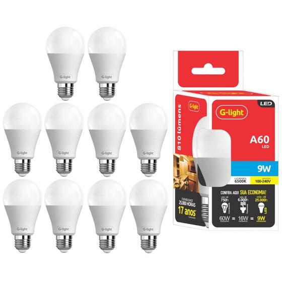 Imagem de Kit 10 Lâmpadas Bulbo Led Iluminação Geral Branco Frio 9W