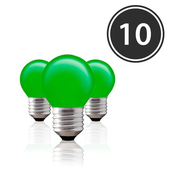 Imagem de Kit 10 Lâmpadas Decorativas Bolinha BG-45 Verde E-27 40W 127V Toplux