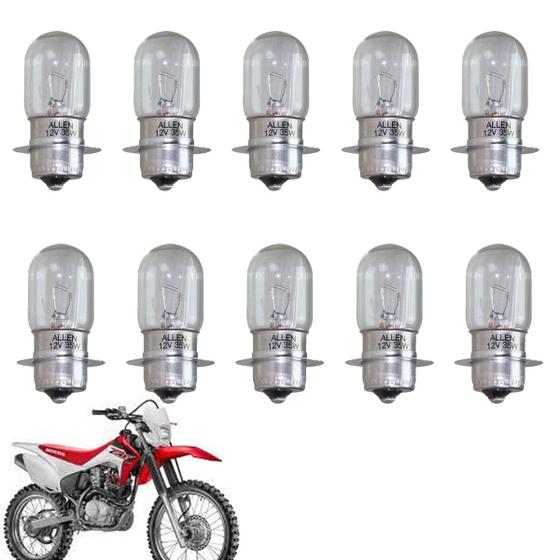 Imagem de Kit 10 Lâmpadas Farol 12V 35W M5 CRF230 CRF250 Halogêneo