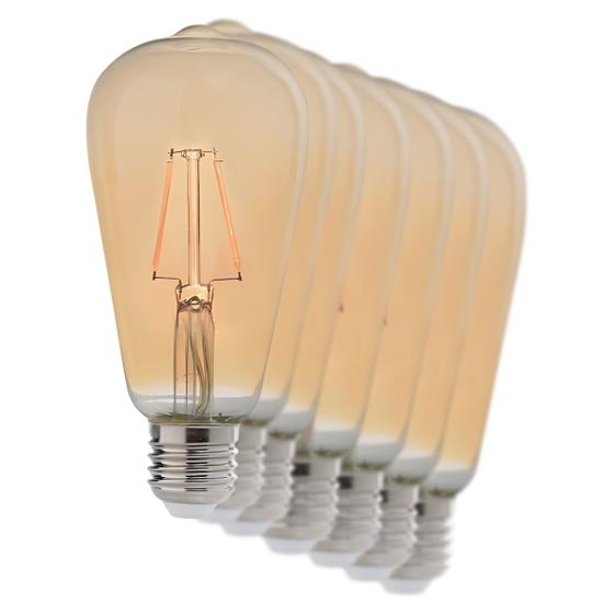 Imagem de Kit 10 Lâmpadas Filamento Led Retro Pera ST64 E27 Avant 4W Ambar 2200K - 360 Lumens