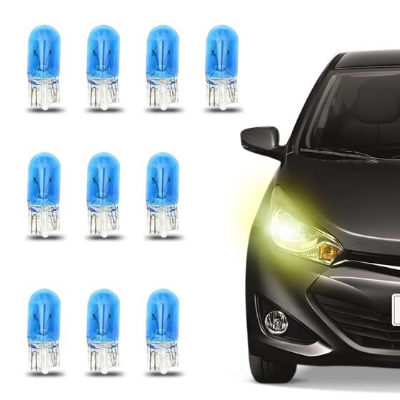 Imagem de Kit 10 Lâmpadas Halógena T10 Pingo 4200K 4W 12V Placa Faróis Carro - Shocklight